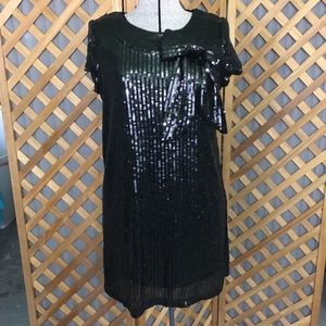 Black Sequin Bow Mini Dress or Tunic 1920s Style